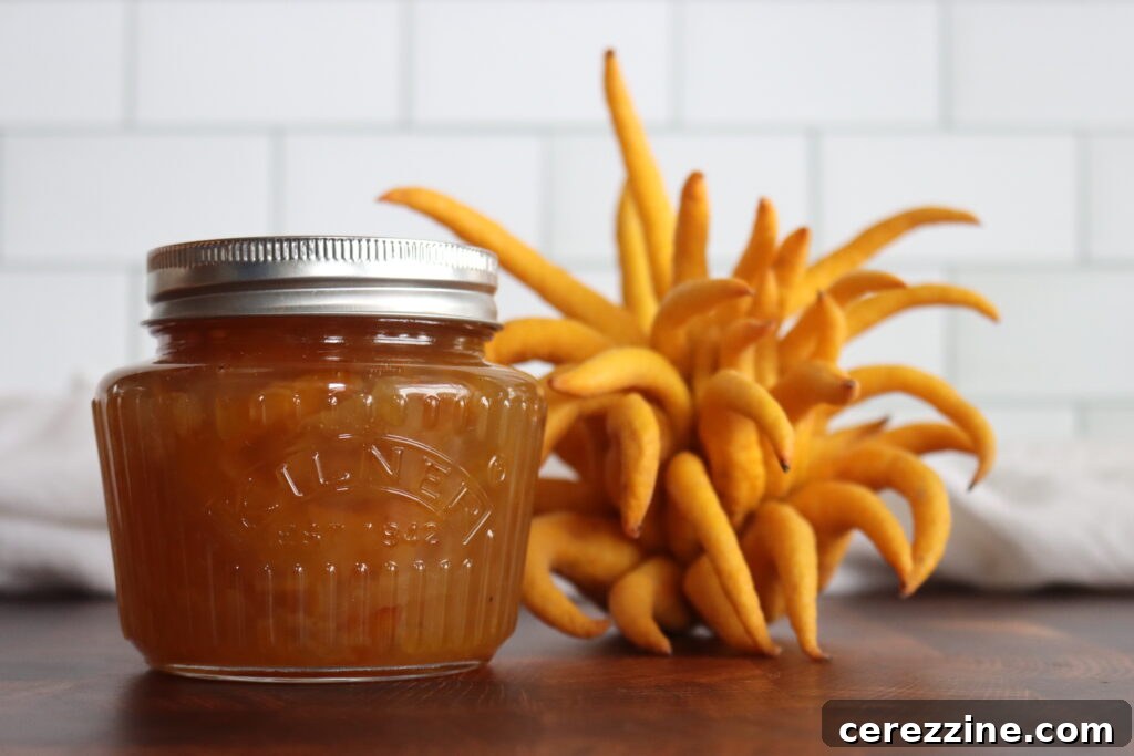 Fresh Buddha's Hand Citron and a jar of homemade marmalade.