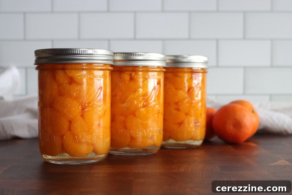 Fresh oranges being canned in jars