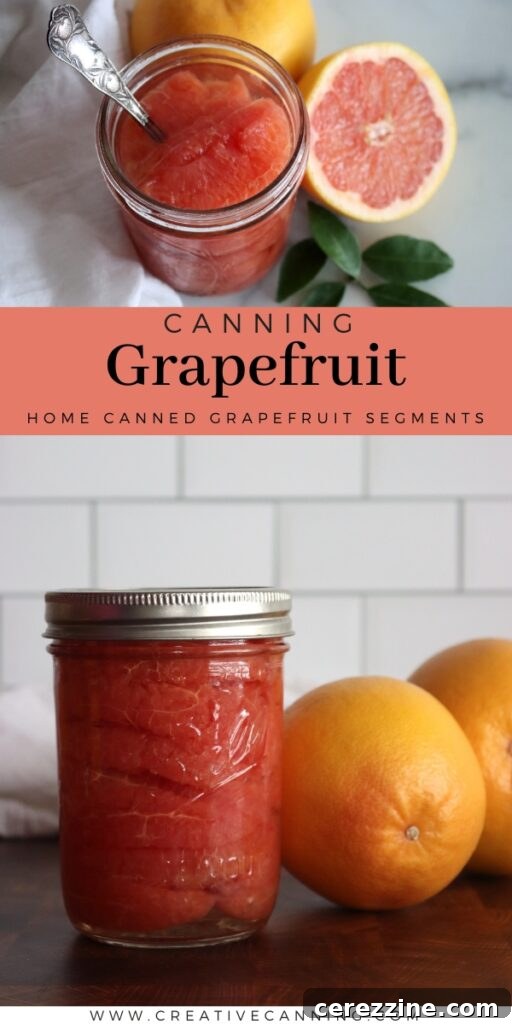 Two jars of freshly canned grapefruit sections