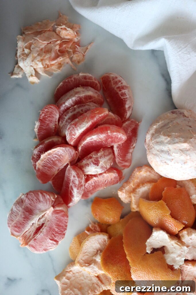 Clean grapefruit segments in a bowl