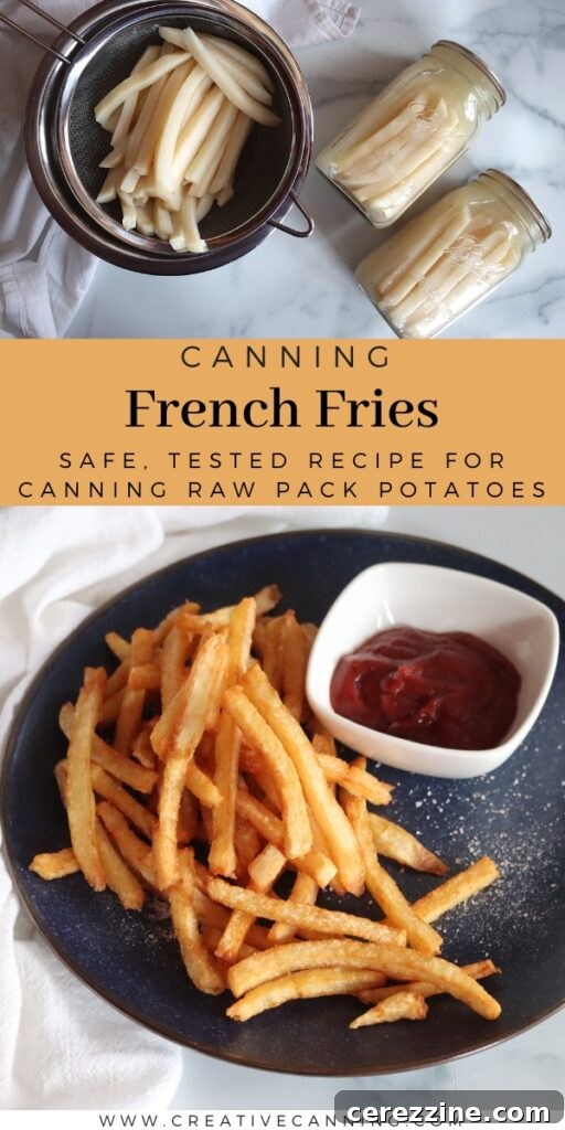 A jar of pressure canned French fries ready to be opened