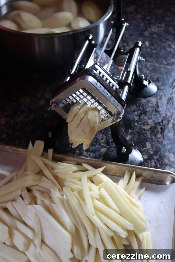 Using a French fry cutter