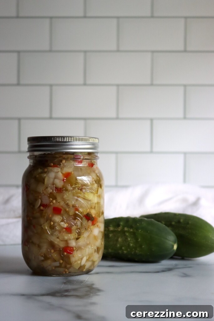 Sweet and Tangy Cucumber Relish 3 Closeup of chopped vegetables for cucumber relish
