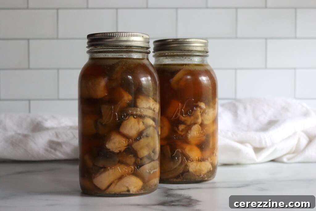 Canning Chicken and Mushrooms in Garlic Sauce