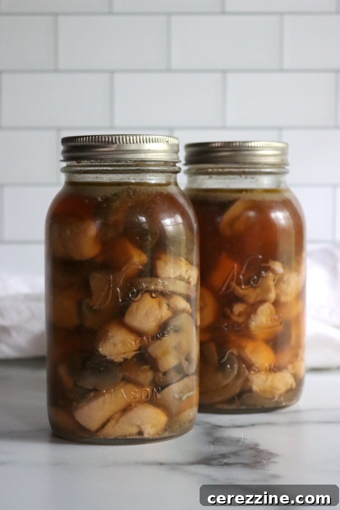 Jar of Pressure Canned Chicken and Mushrooms