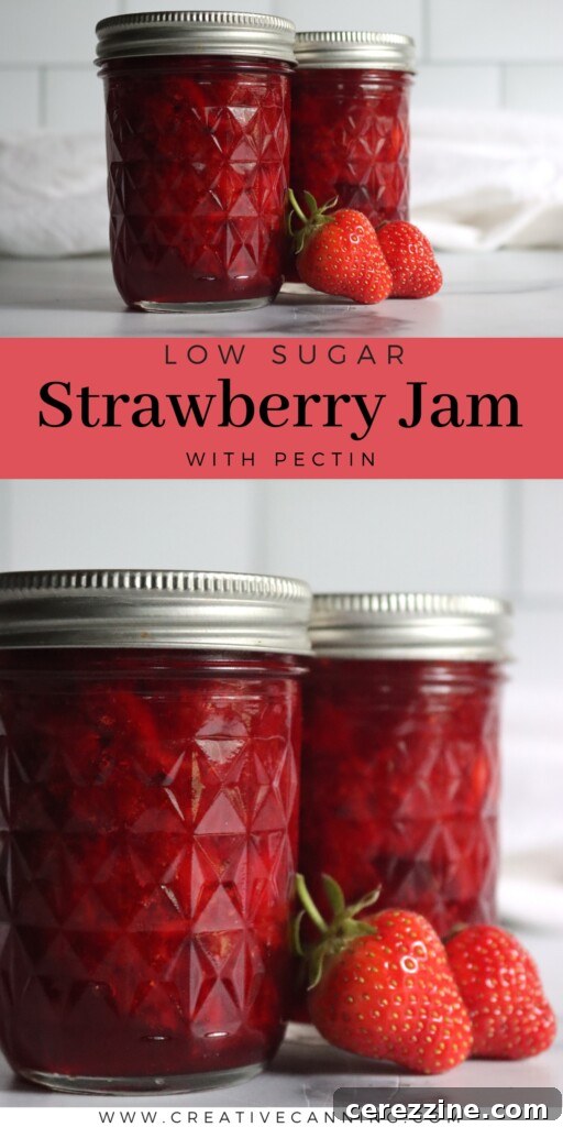 Sealed Jars of Low Sugar Strawberry Jam