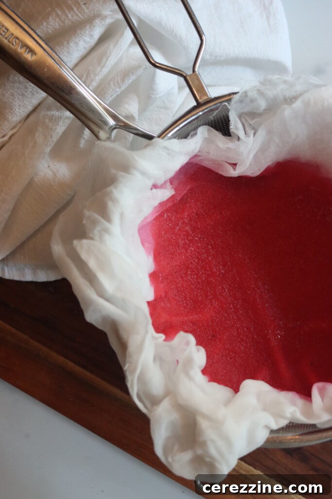 Ruby Red Crabapple Jelly 7 Straining Crabapple Juice for jelly