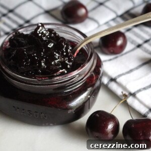 Finished Cherry Jam in a Jar