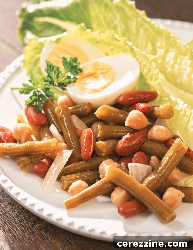 Bean Canning Mastery: Recipes for Every Meal and Beyond 9 Home canned 3 bean salad, served with hard boiled eggs and lettuce