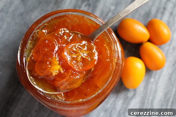 Whole kumquats preserved in honey syrup