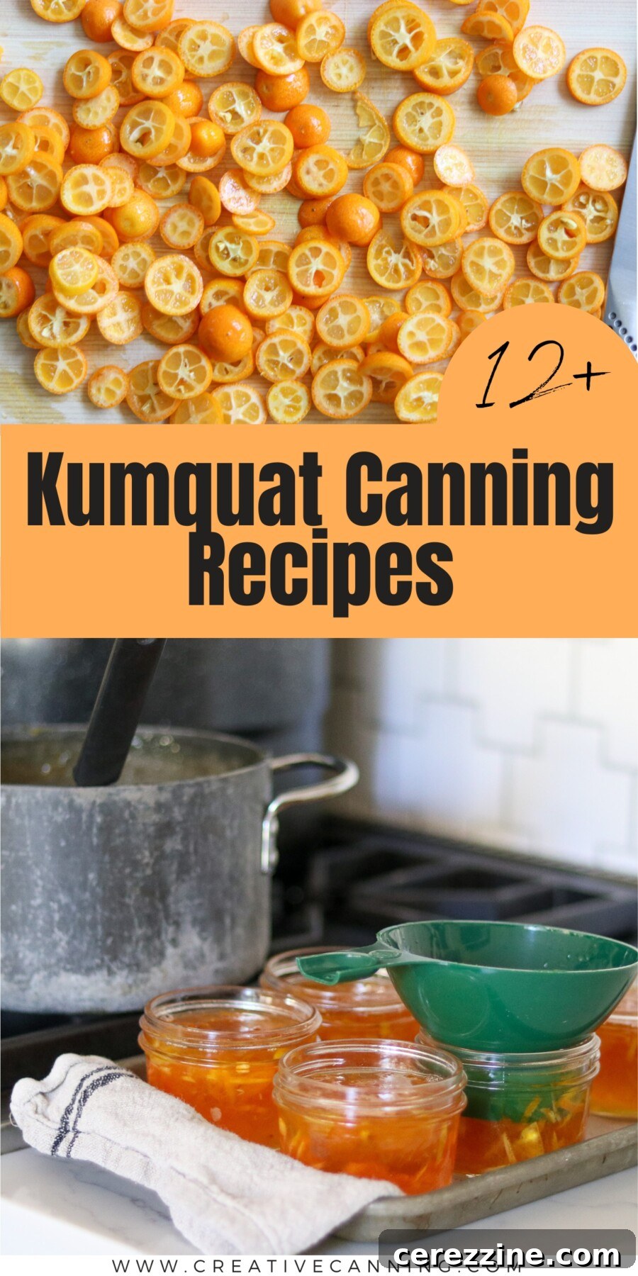 Assortment of Kumquat Canning Recipes in jars, including marmalade and whole fruits
