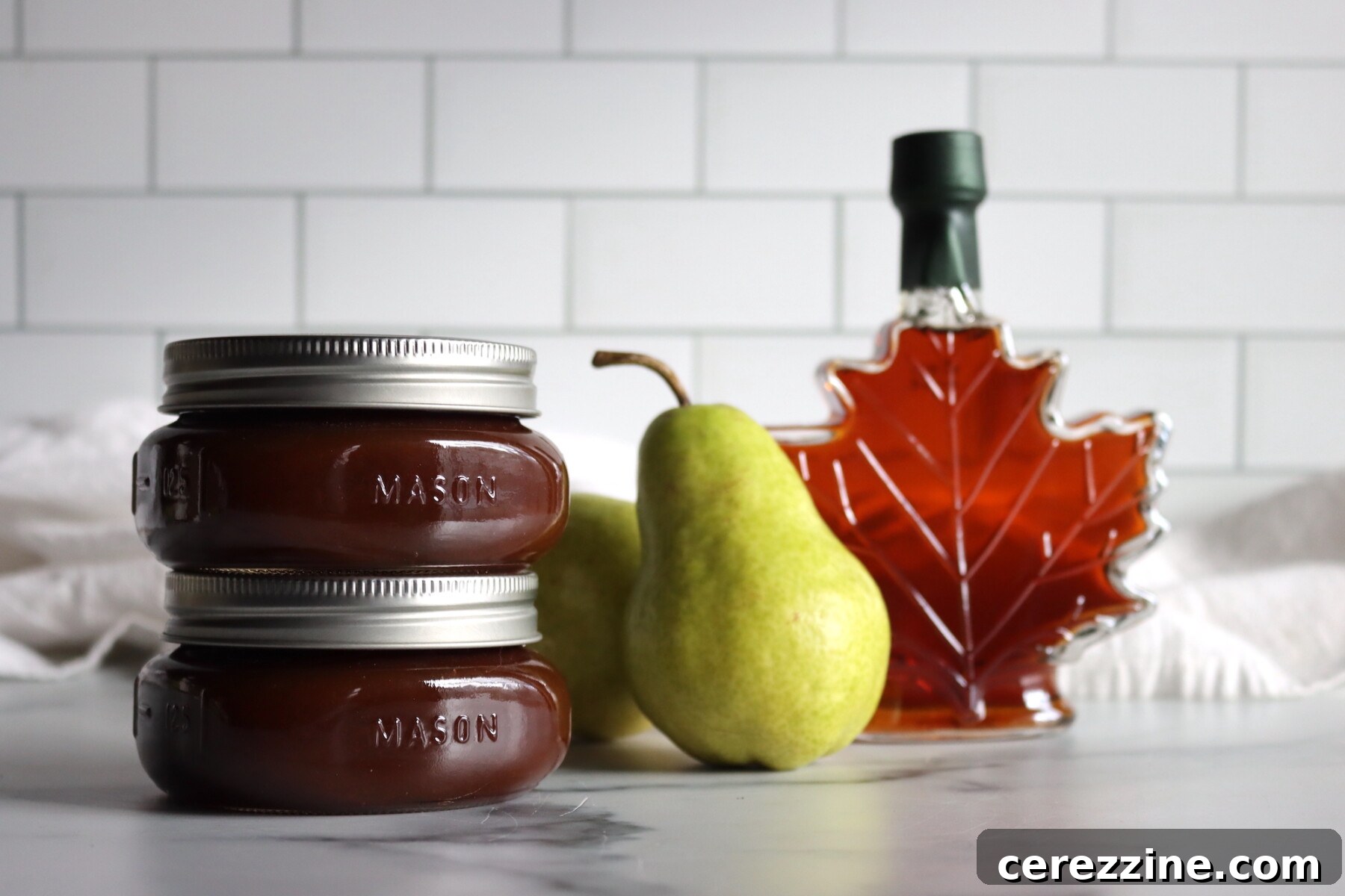 Maple Bourbon Pear Butter, a rich, smooth fall preserve.