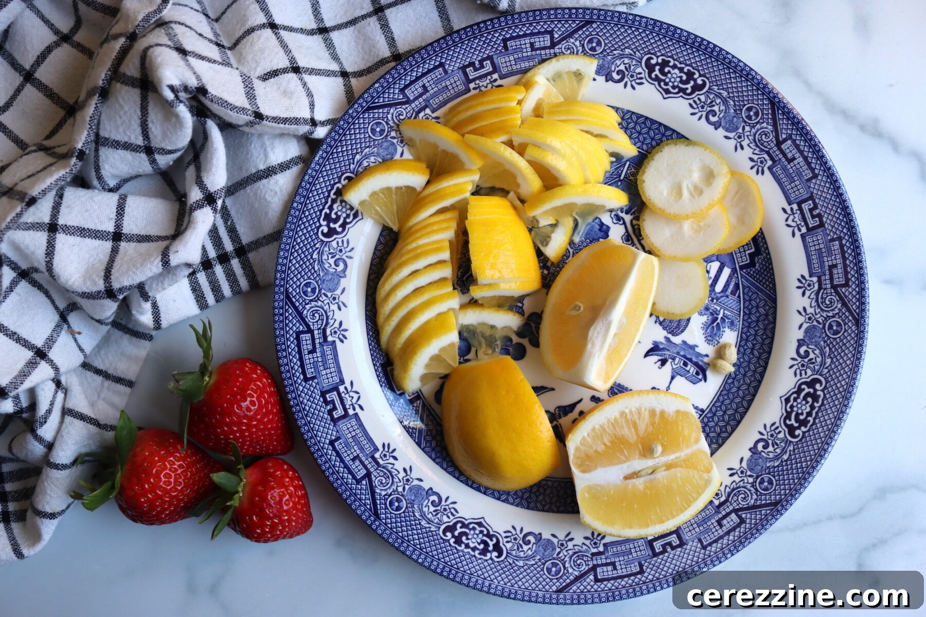 Thinly sliced lemons for marmalade