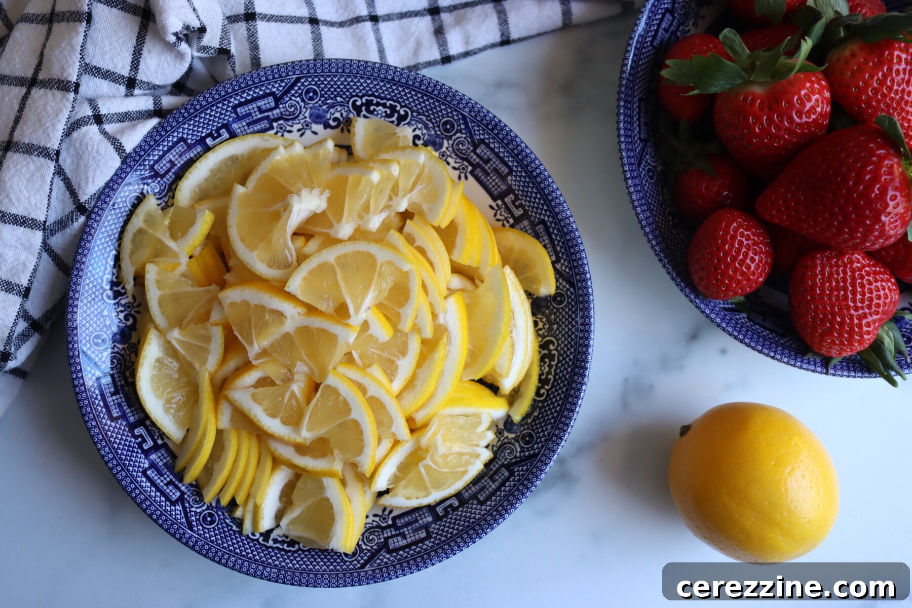 Lemon slices soaking in water