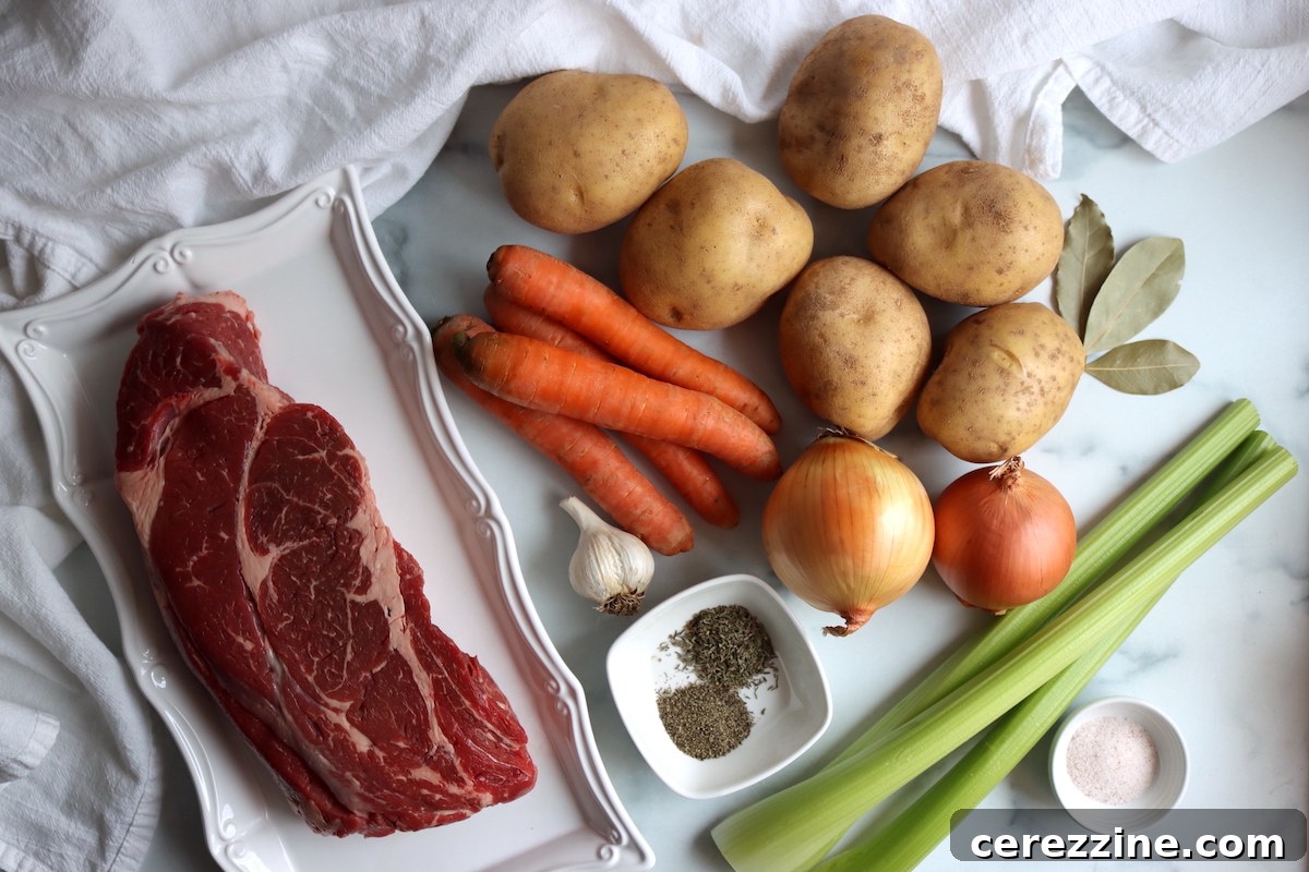Prepared ingredients for Canning Beef Stew