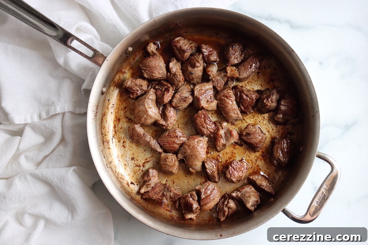 Browning beef for Canning Beef Stew