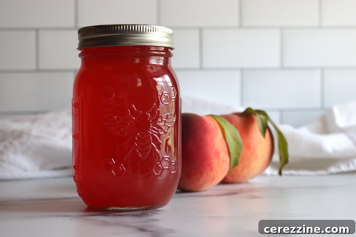 Delicious Peach Lemonade Concentrate in Glass Jars