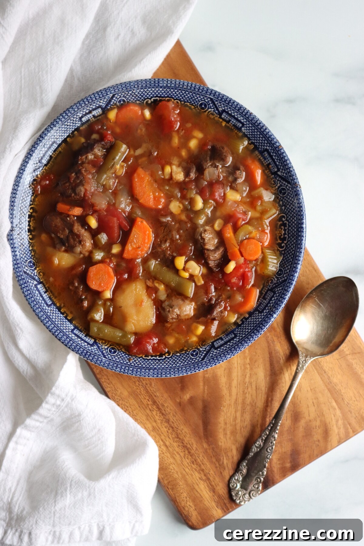 Ready-to-serve beef and vegetable soup from a jar
