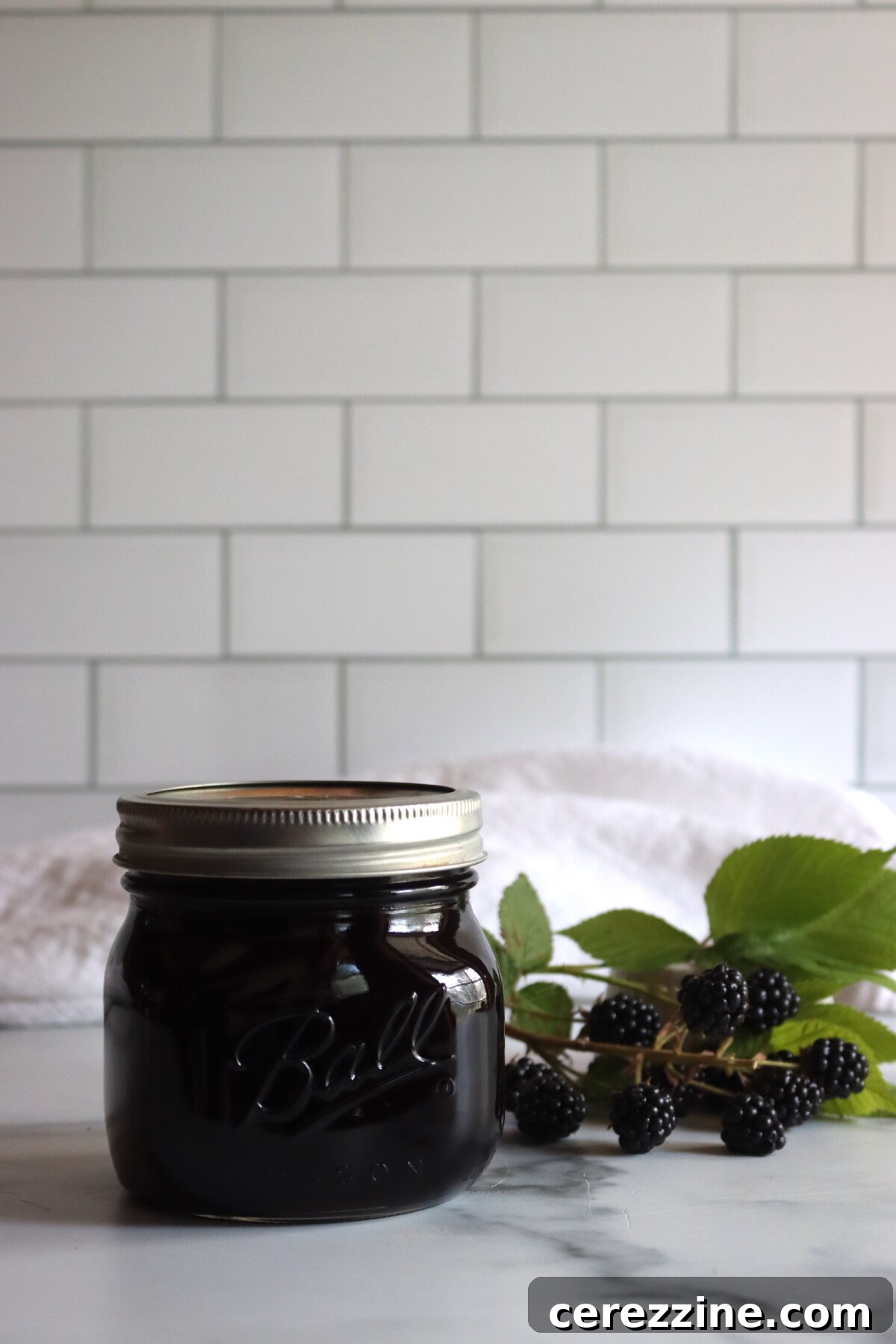 Shimmering Blackberry Essence 7 Freshly Poured Blackberry Jelly in a Jar