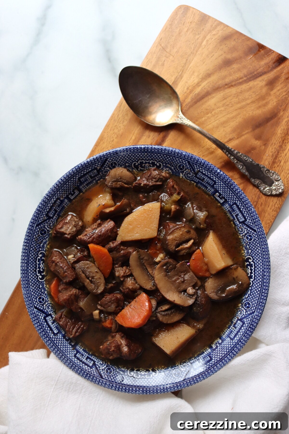Beef Stew with Mushrooms Served