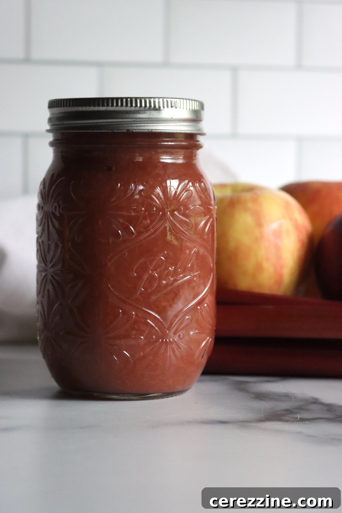 Rhubarb Applesauce in Jars