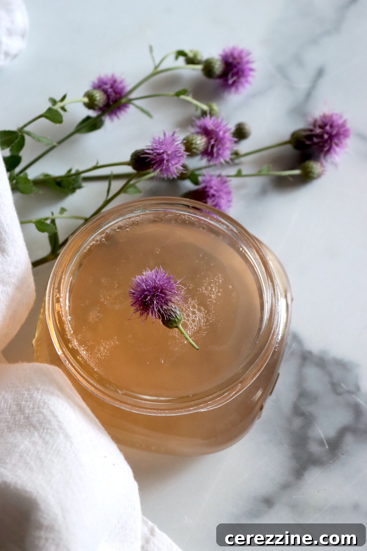 Nectar of the Thorn 6 A spoonful of Thistle Jelly showing its texture and color