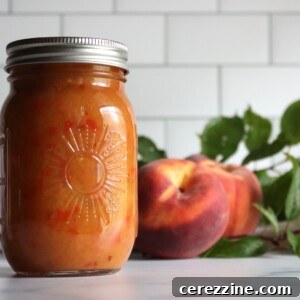 Peach BBQ Sauce in a pint jar