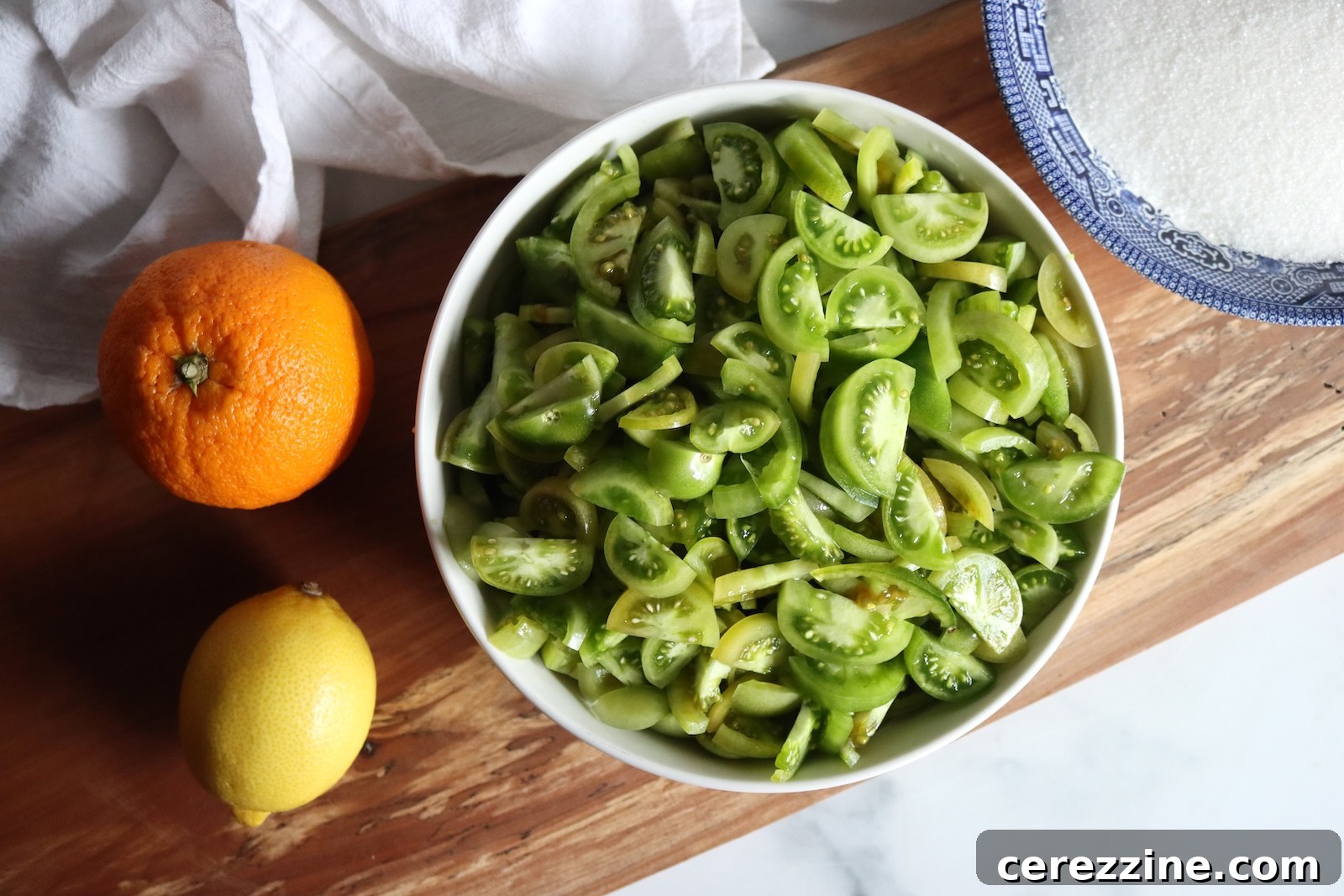 Tangy Green Tomato Marmalade Recipe 7 Green Tomato Marmalade Prepped