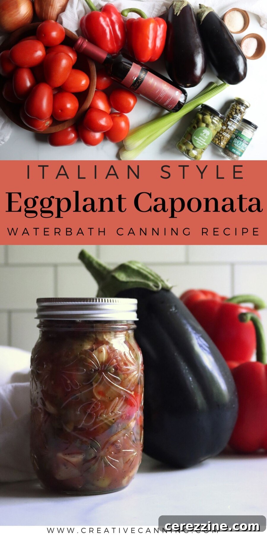 Eggplant Caponata, an Italian-style water bath canning recipe