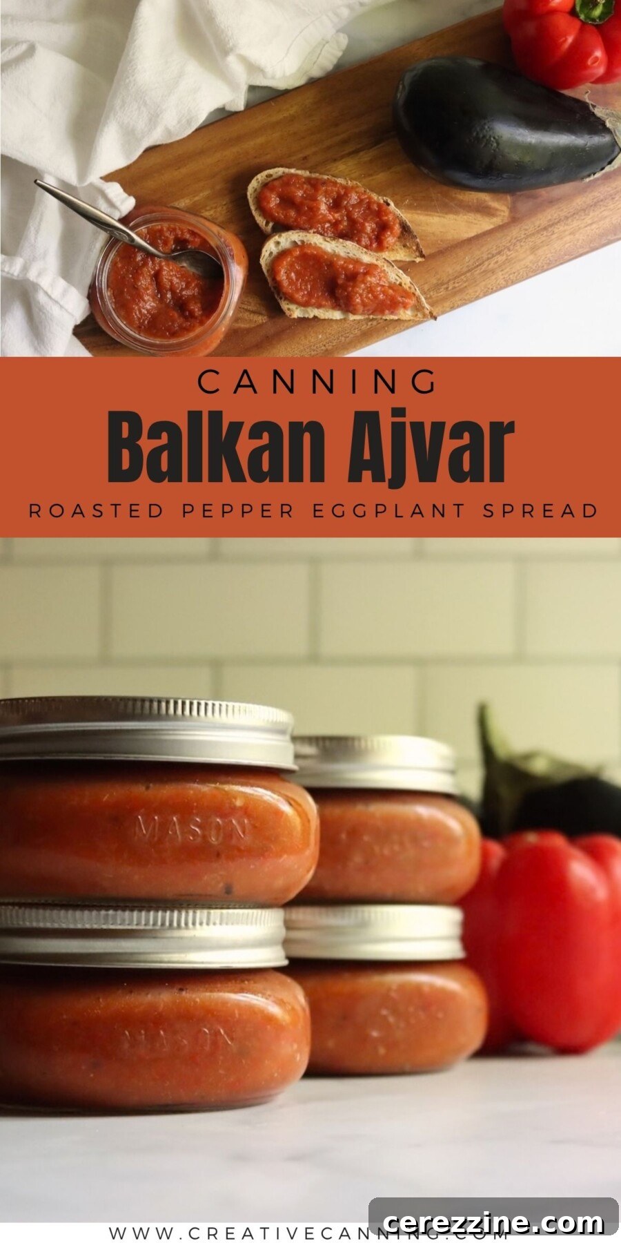 Canning Balkan Ajvar, a roasted red pepper and eggplant spread